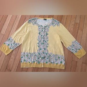 Talbots NWT cardigan size XL yellow with flowers